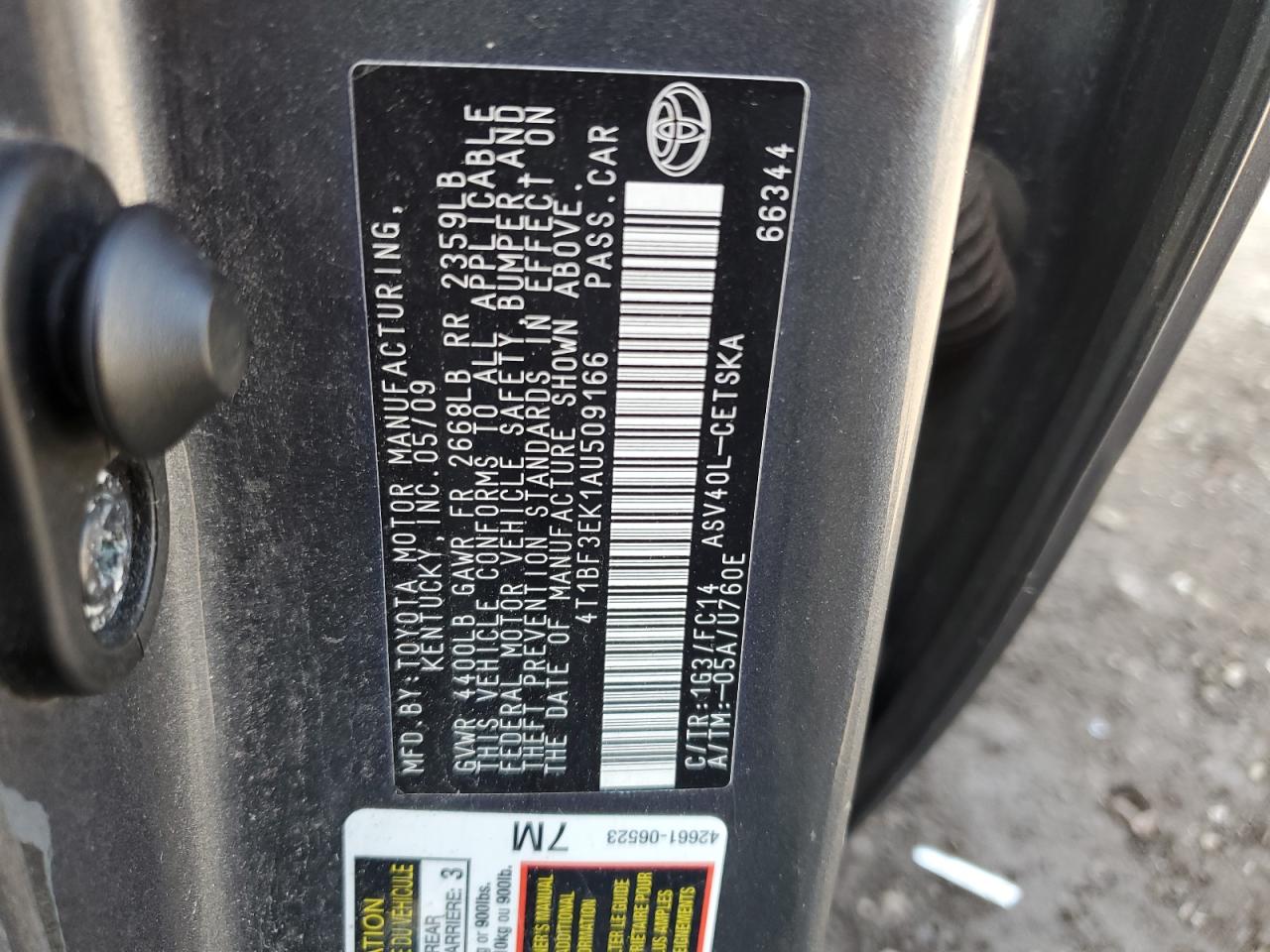 2010 Toyota Camry Base VIN: 4T1BF3EK1AU509166 Lot: 65234635