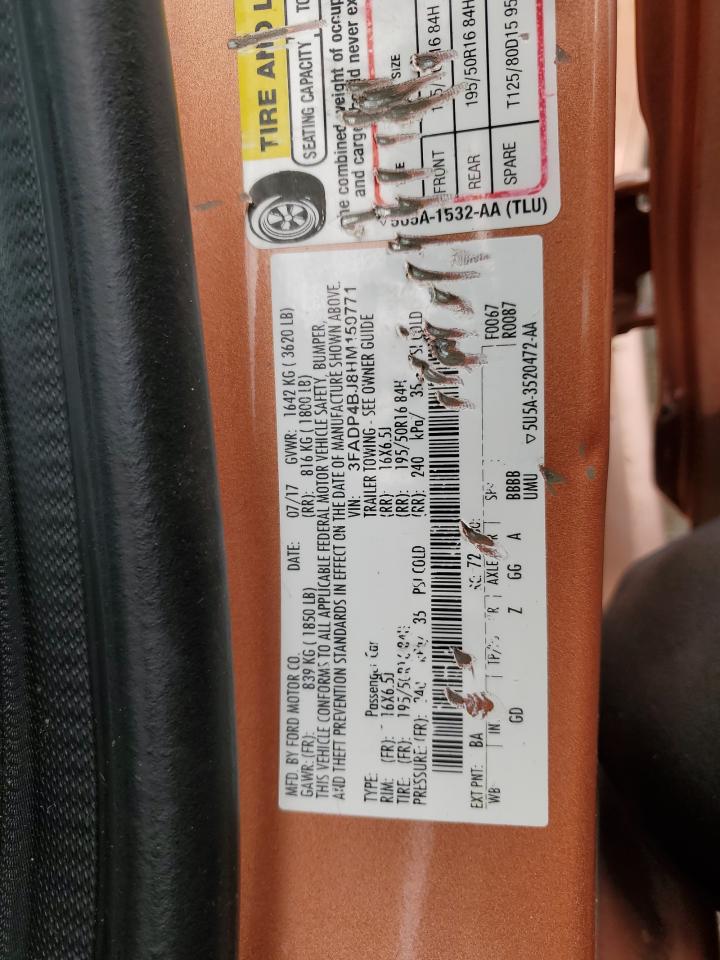 2017 Ford Fiesta Se VIN: 3FADP4BJ8HM150771 Lot: 66129595