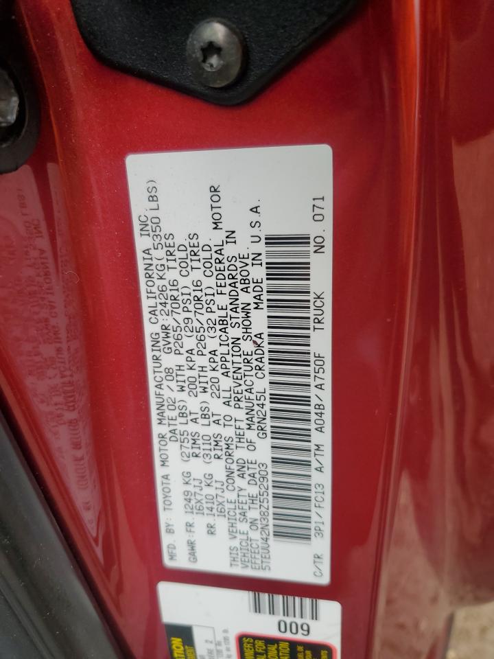 2008 Toyota Tacoma Access Cab VIN: 5TEUU42N38Z552903 Lot: 63925725