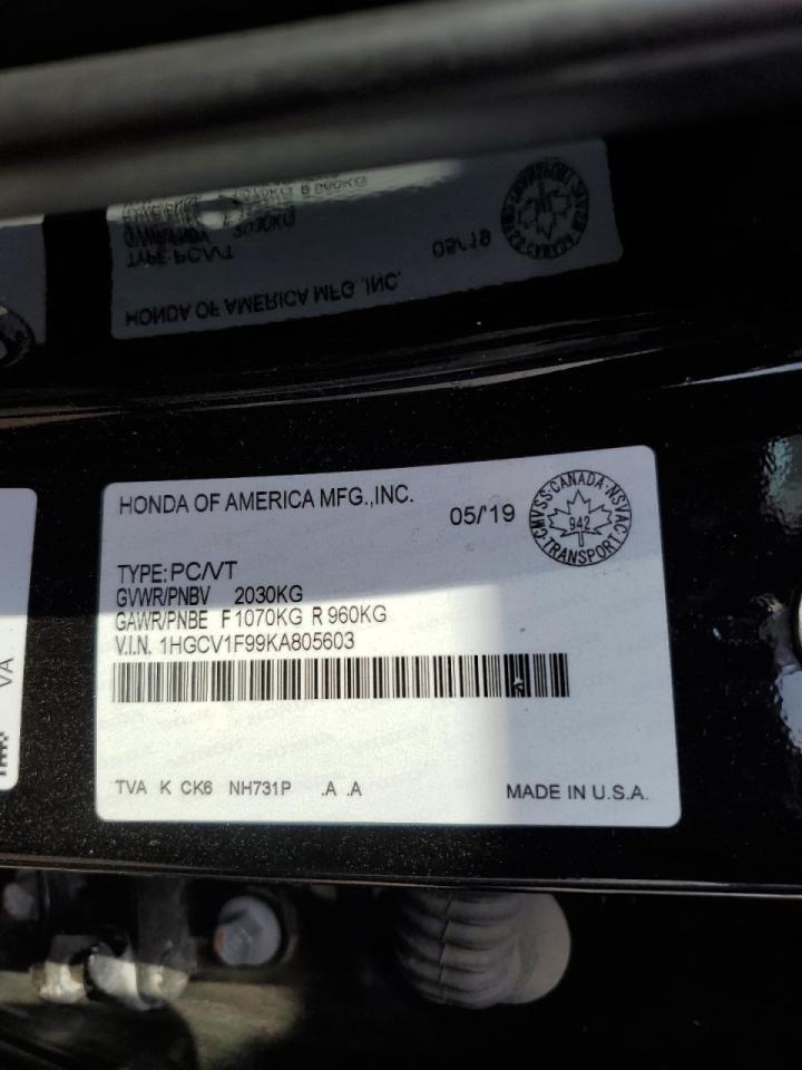 1HGCV1F99KA805603 HONDA ACCORD 2019