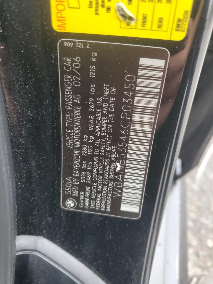 2006 BMW 550 I VIN: WBANB53546CP03450 Lot: 64809885