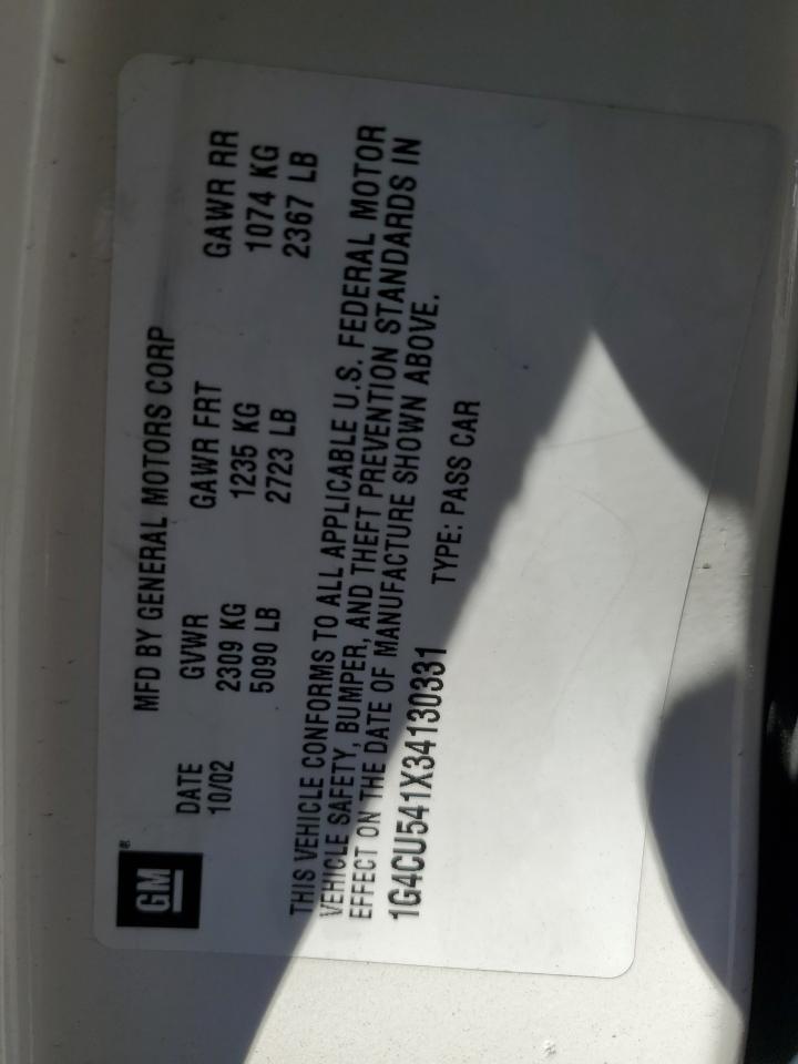 2003 Buick Park Avenue Ultra VIN: 1G4CU541X34130331 Lot: 65837655