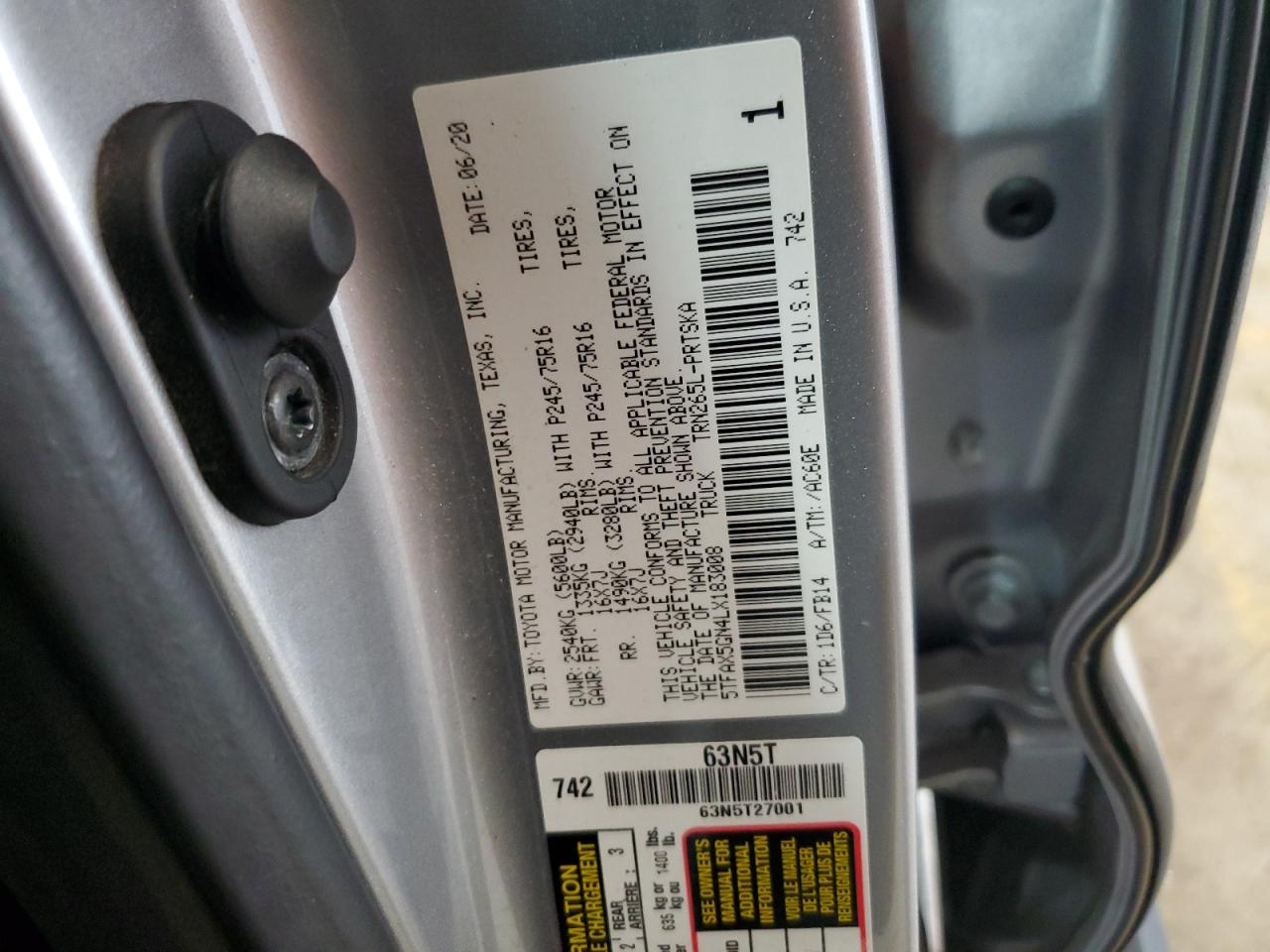 2020 Toyota Tacoma Double Cab VIN: 5TFAX5GN4LX183008 Lot: 62953675