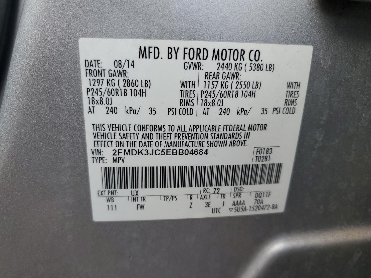 2014 Ford Edge Sel VIN: 2FMDK3JC5EBB04684 Lot: 63532335