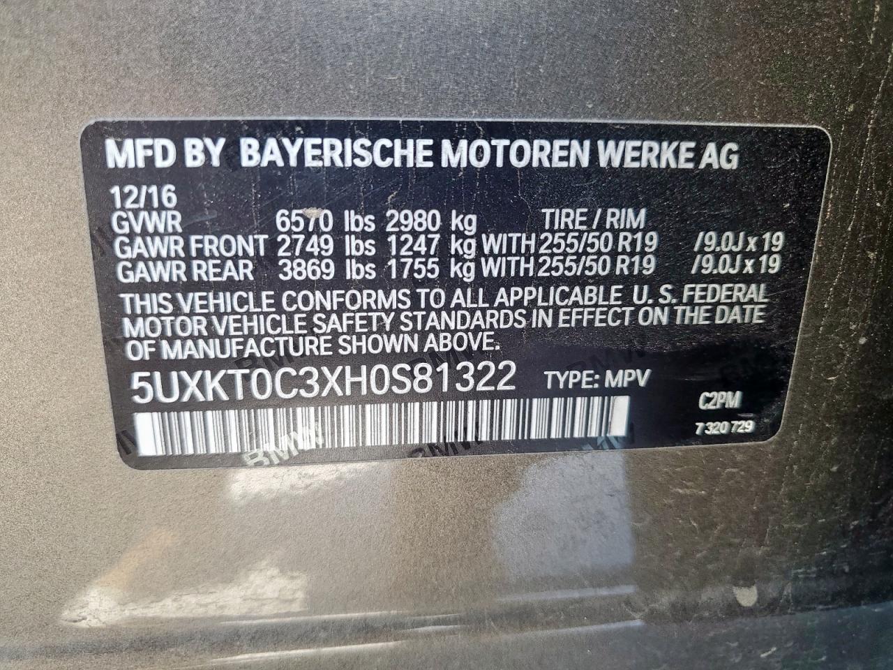 2017 BMW X5 Xdr40E VIN: 5UXKT0C3XH0S81322 Lot: 63092725