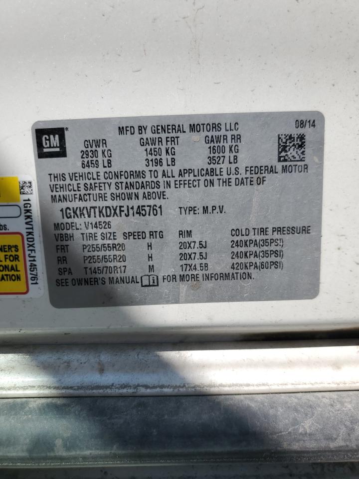 2015 GMC Acadia Denali VIN: 1GKKVTKDXFJ145761 Lot: 64149545