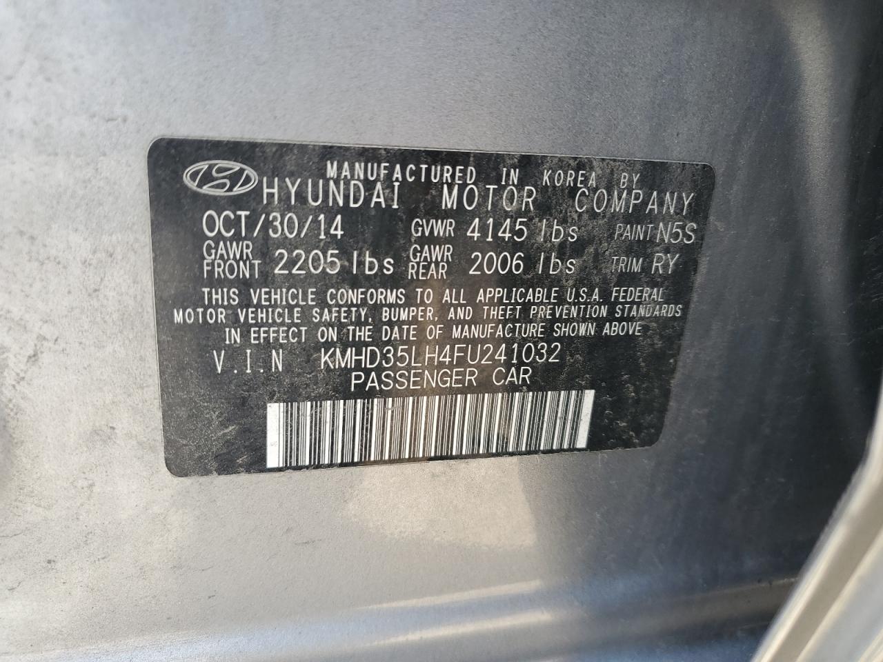 2015 Hyundai Elantra Gt VIN: KMHD35LH4FU241032 Lot: 65024395