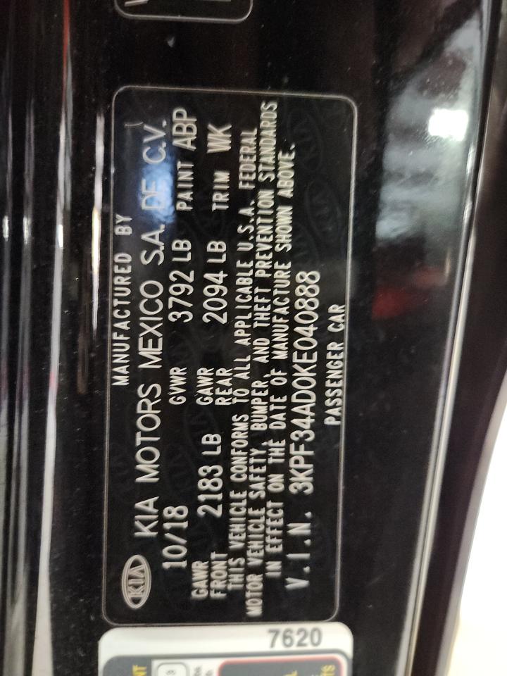 2019 Kia Forte Gt Line VIN: 3KPF34AD0KE040888 Lot: 64181325