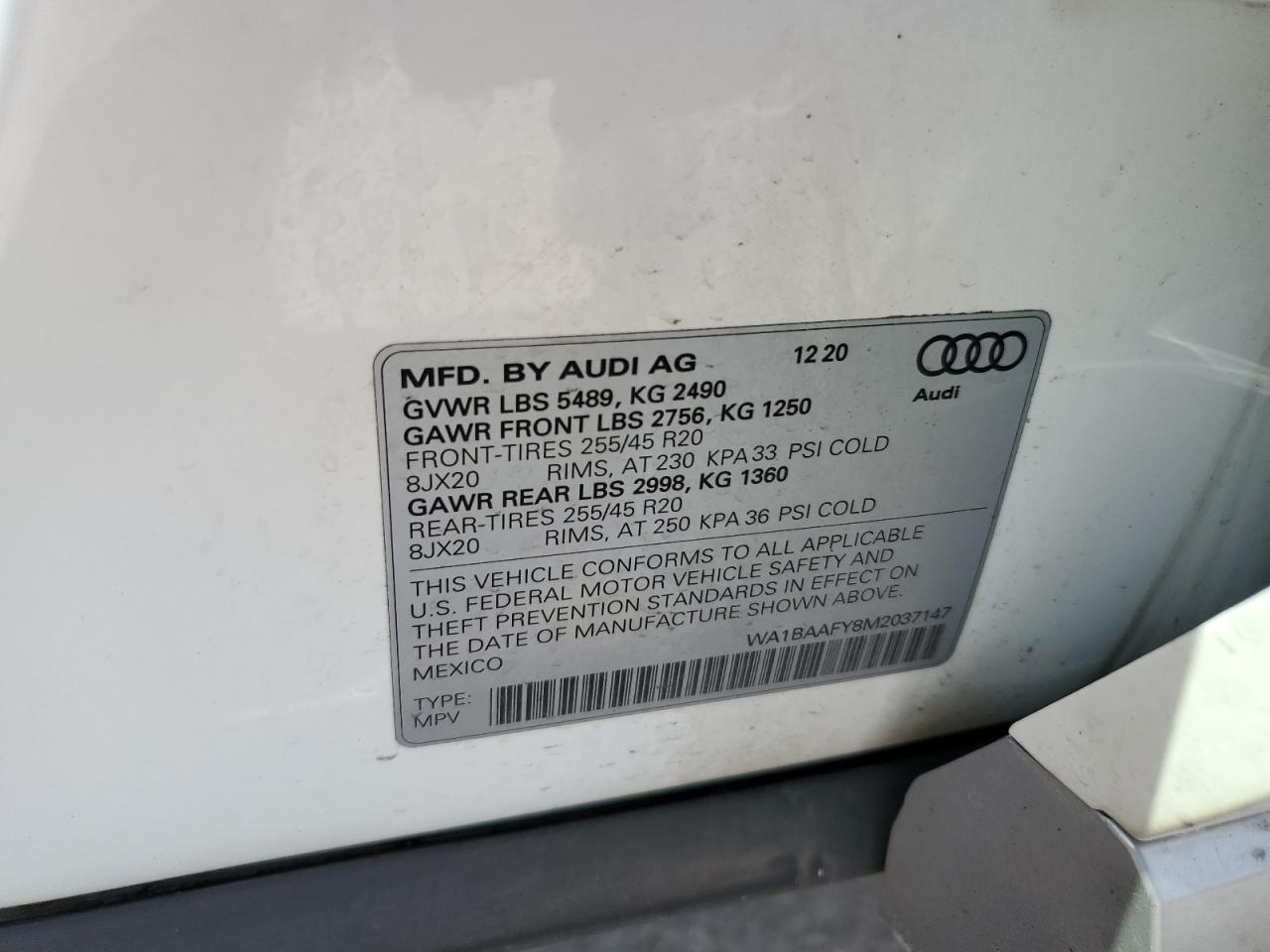 2021 Audi Q5 Premium Plus VIN: WA1BAAFY8M2037147 Lot: 62423895