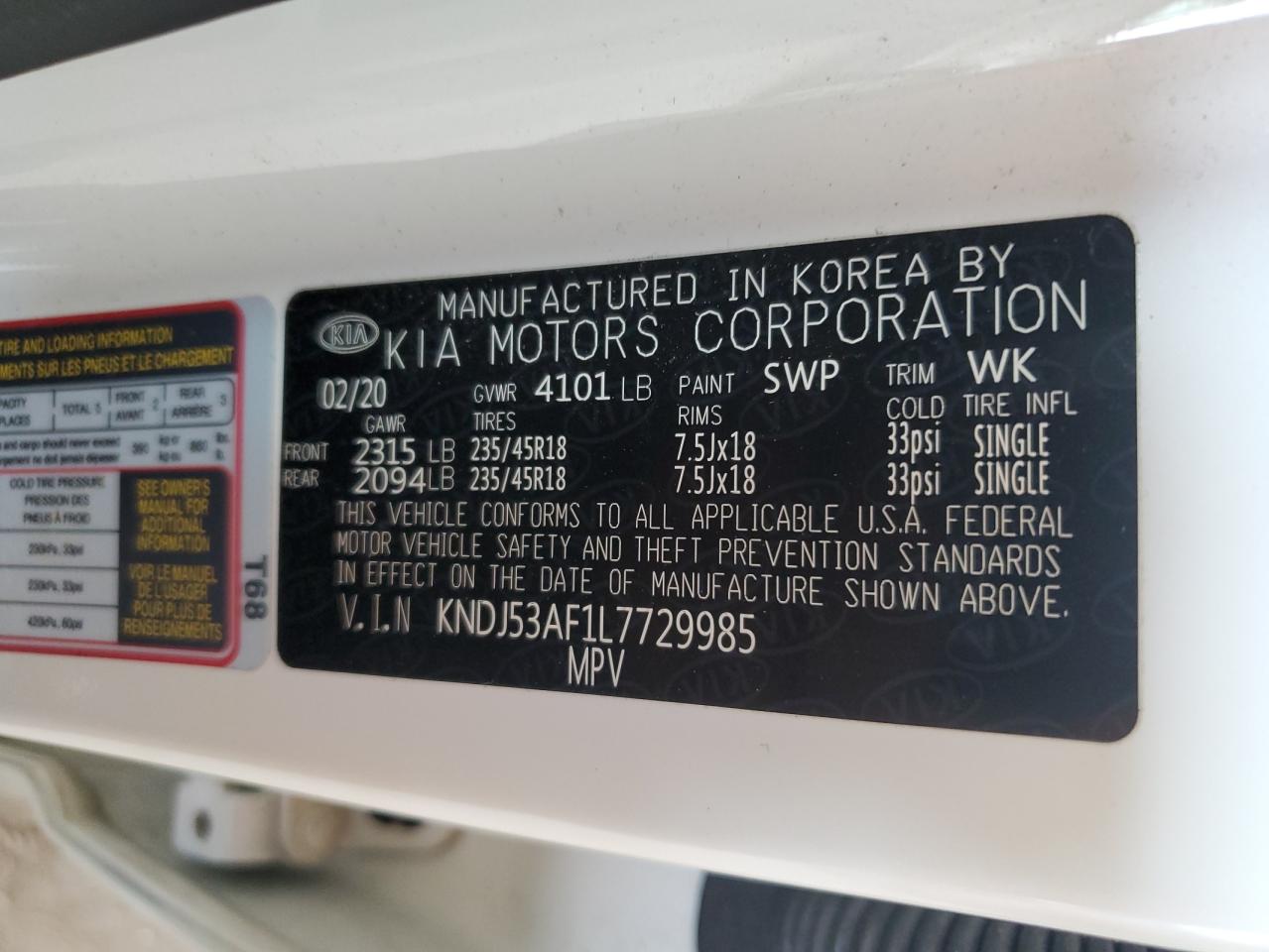 2020 Kia Soul Gt-Line Turbo VIN: KNDJ53AF1L7729985 Lot: 62883855
