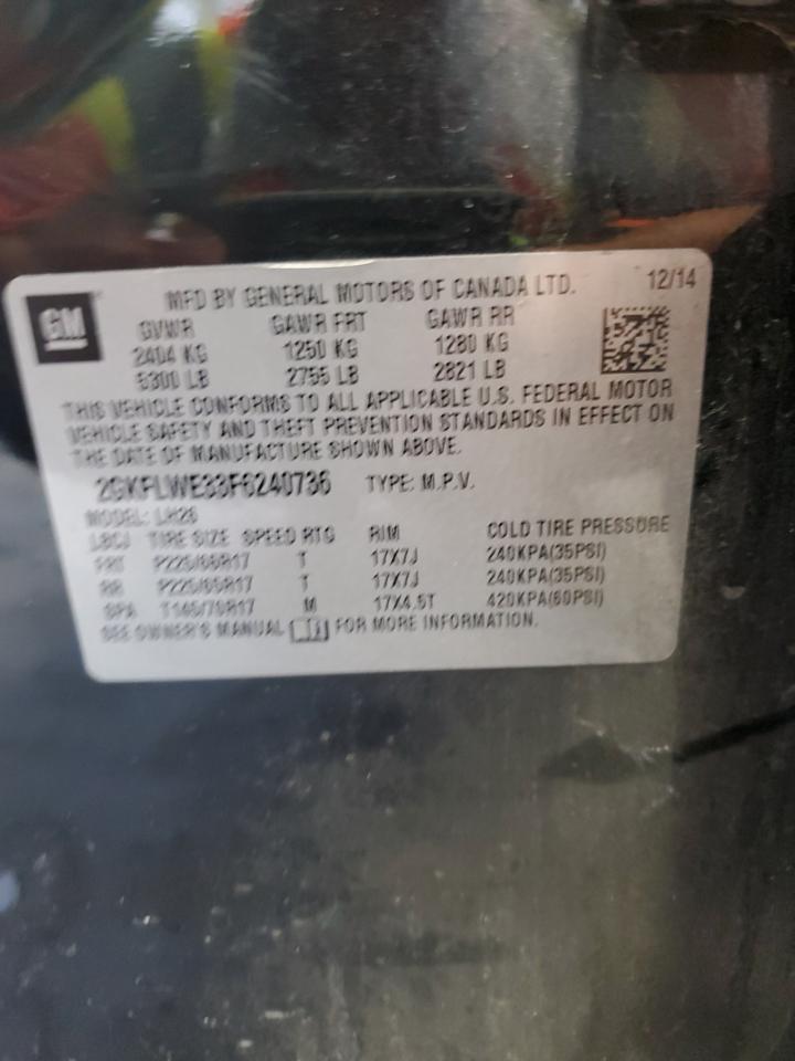 2015 GMC Terrain Sle VIN: 2GKFLWE33F6240736 Lot: 65238355