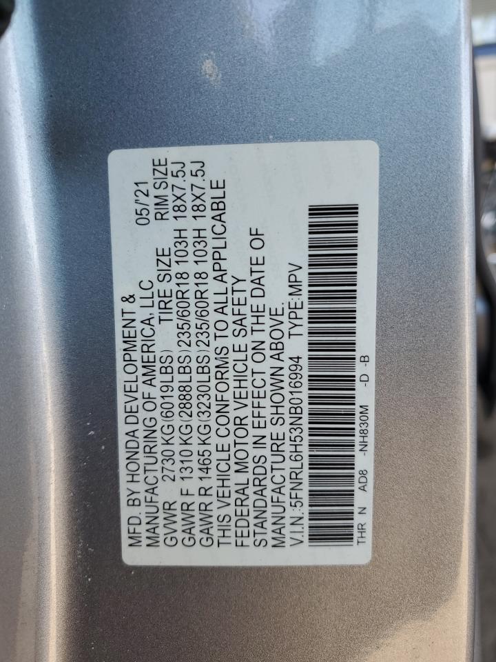 2022 Honda Odyssey Ex VIN: 5FNRL6H53NB016994 Lot: 64306425