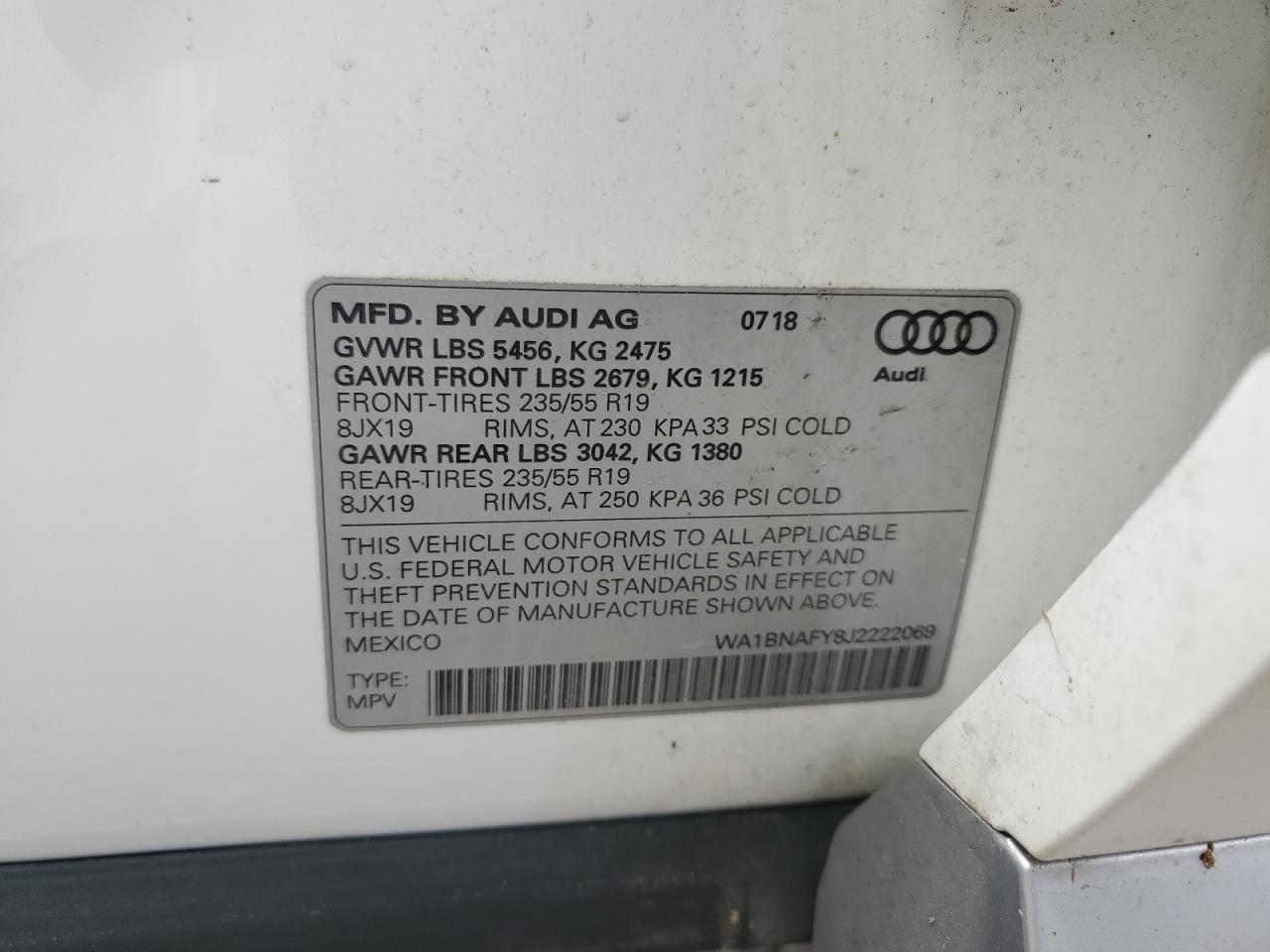 2018 Audi Q5 Premium Plus VIN: WA1BNAFY8J2222069 Lot: 65284165