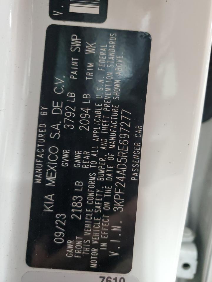 2024 Kia Forte Lx VIN: 3KPF24AD5RE697277 Lot: 63798705