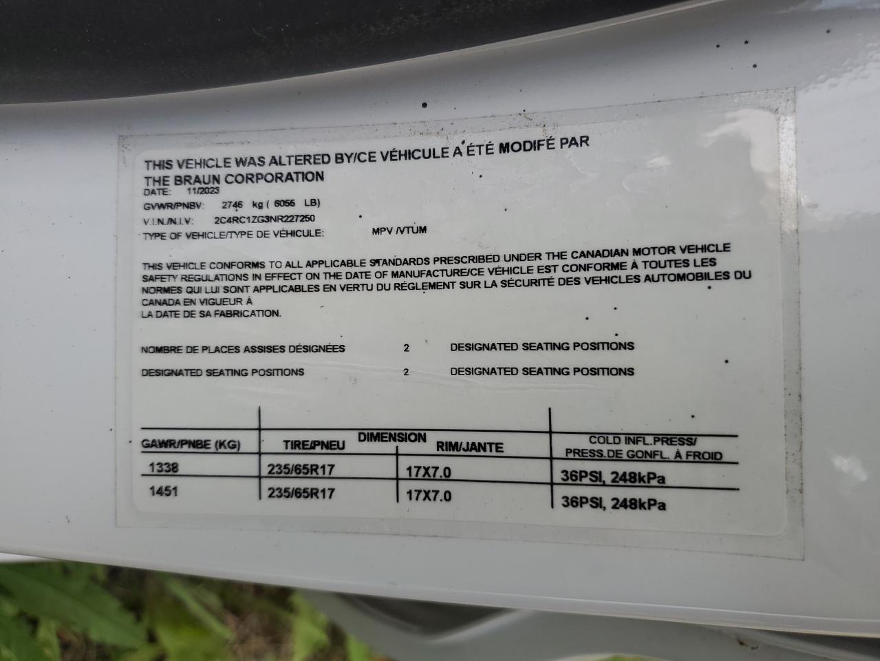 2022 Chrysler Grand Caravan Sxt VIN: 2C4RC1ZG3NR227250 Lot: 43668195