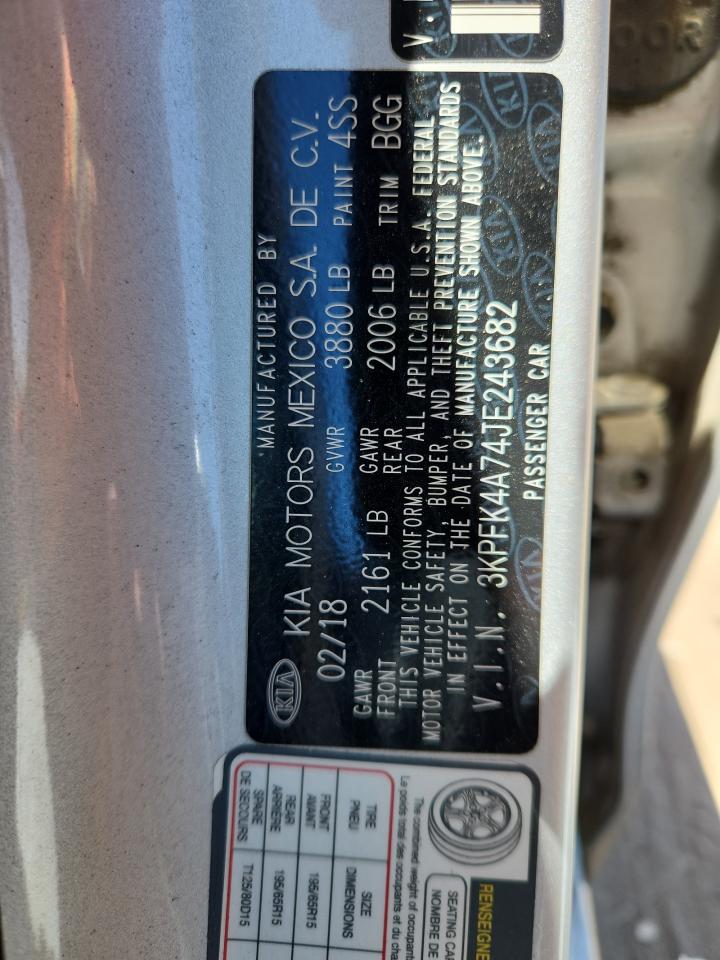 2018 Kia Forte Lx VIN: 3KPFK4A74JE243682 Lot: 64732905