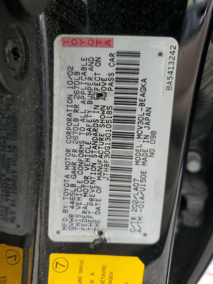 2003 Lexus Es 300 VIN: JTHBF30G130105185 Lot: 65083685