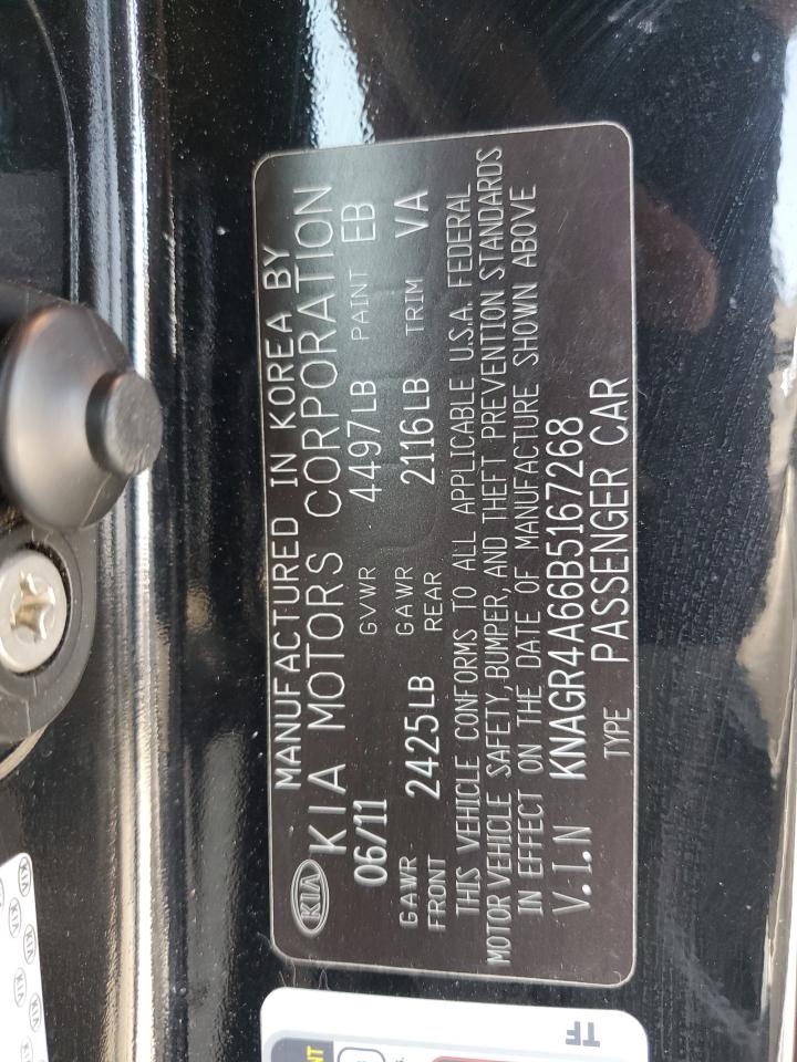 2011 Kia Optima Sx VIN: KNAGR4A66B5167268 Lot: 65064935