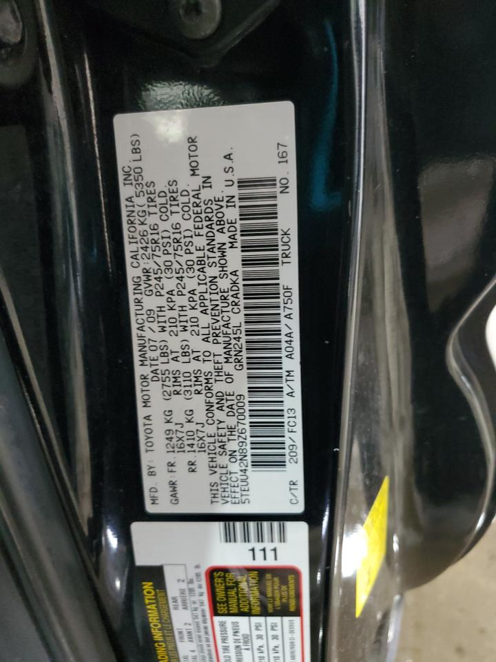 2009 Toyota Tacoma Access Cab VIN: 5TEUU42N89Z670009 Lot: 65202505