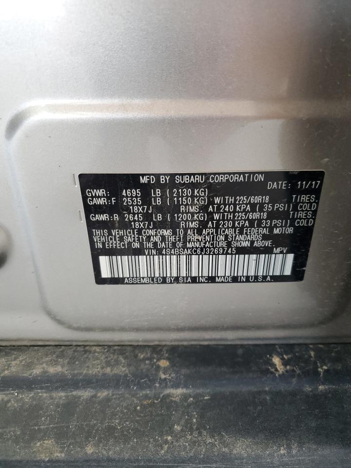 2018 Subaru Outback 2.5I Limited VIN: 4S4BSAKC6J3269745 Lot: 61968245