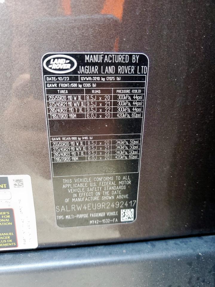 2024 Land Rover Discovery Metropolitan Edition VIN: SALRW4EU9R2492417 Lot: 65742475