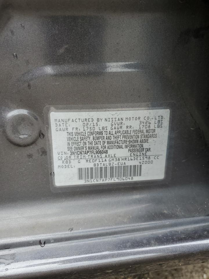2015 Nissan Versa S VIN: 3N1CN7AP7FL906048 Lot: 64401415