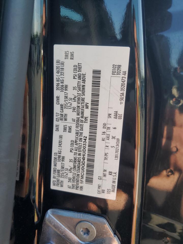 1FMCU0GD4HUD03342 FORD ESCAPE 2017