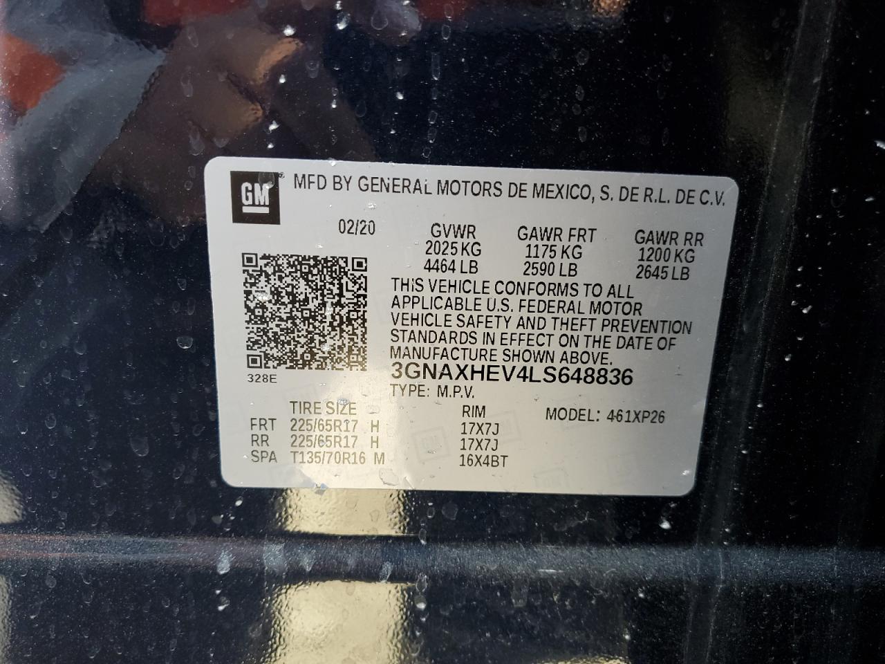 3GNAXHEV4LS648836 CHEVROLET EQUINOX 2020