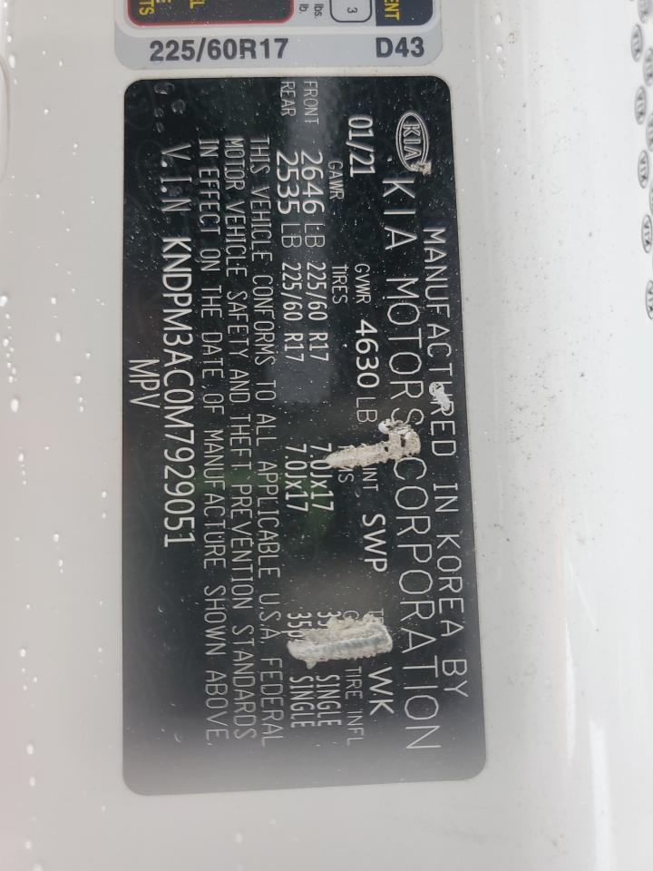 2021 Kia Sportage Lx VIN: KNDPM3AC0M7929051 Lot: 64328865