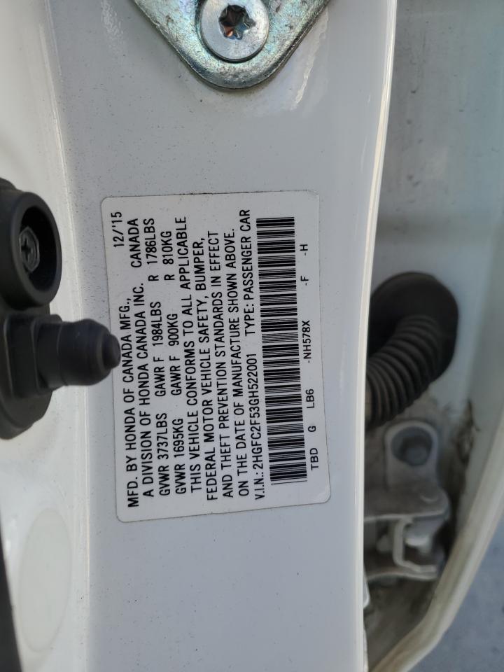 2HGFC2F53GH522001 HONDA CIVIC 2016