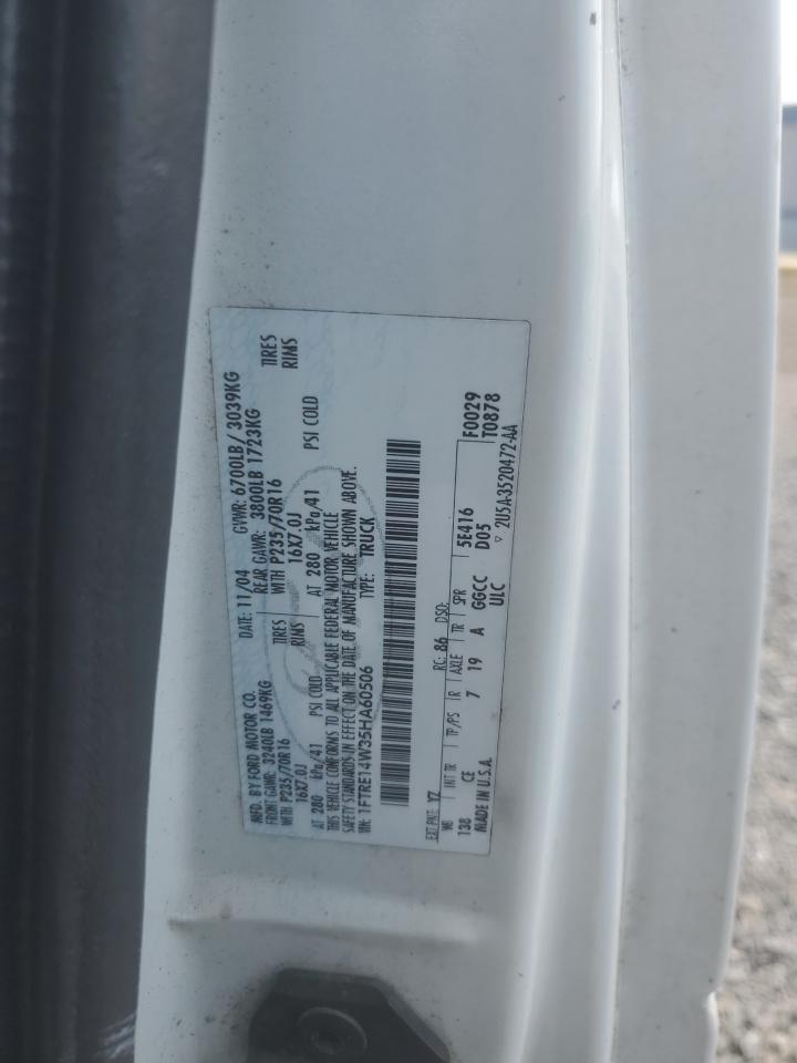 2005 Ford Econoline E150 Van VIN: 1FTRE14W35HA60506 Lot: 64060985