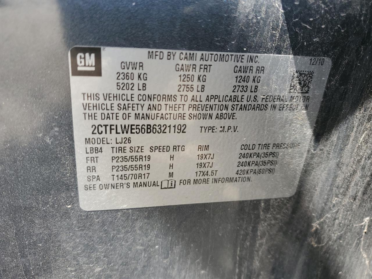 2011 GMC Terrain Slt VIN: 2CTFLWE56B6321192 Lot: 64201785