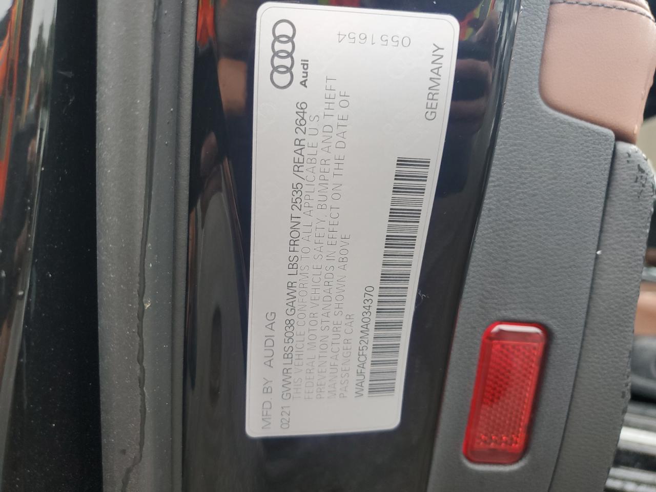 2021 Audi A5 Premium Plus 45 VIN: WAUFACF52MA034370 Lot: 64553405