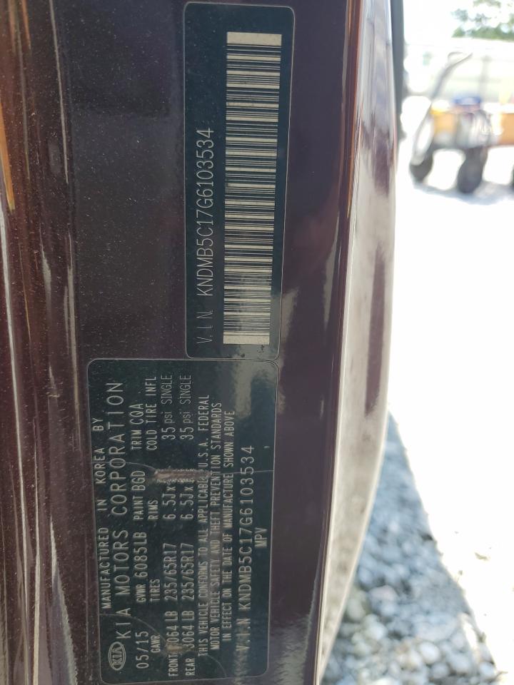 2016 Kia Sedona Lx VIN: KNDMB5C17G6103534 Lot: 63212405