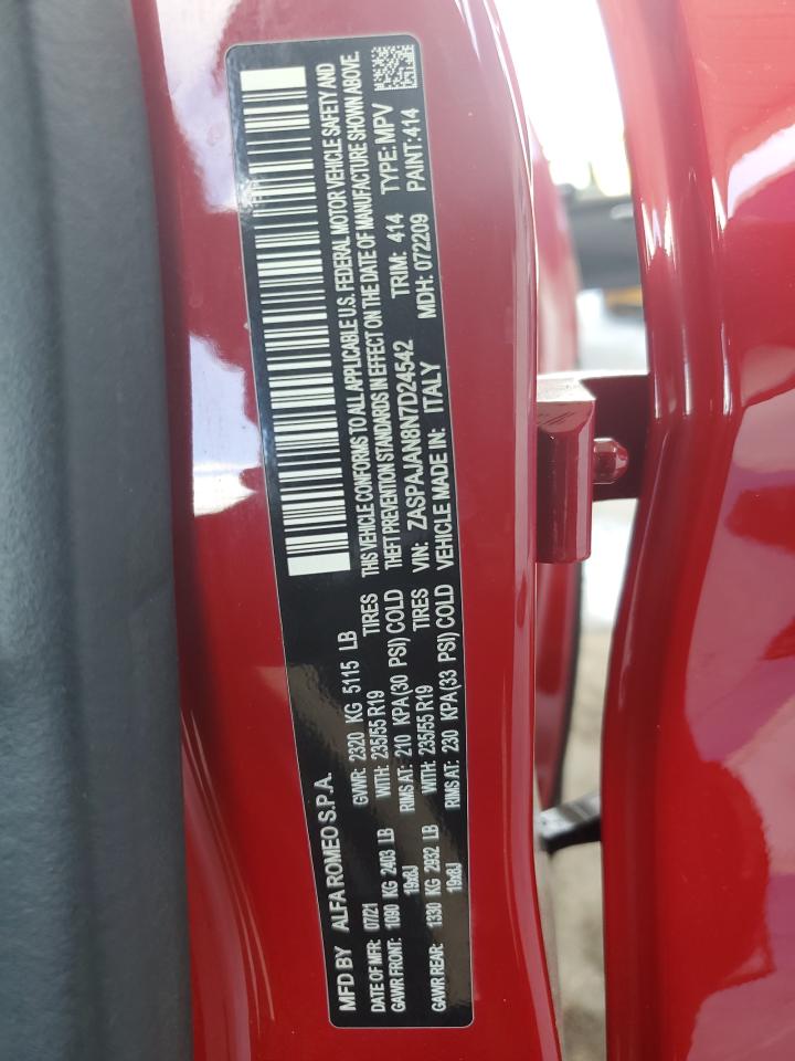 2022 Alfa Romeo Stelvio VIN: ZASPAJAN8N7D24542 Lot: 64621295
