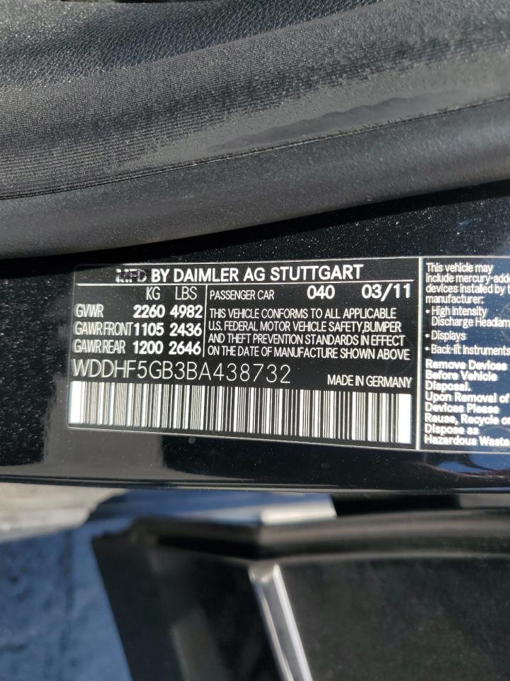 2011 Mercedes-Benz E 350 VIN: WDDHF5GB3BA438732 Lot: 65026235