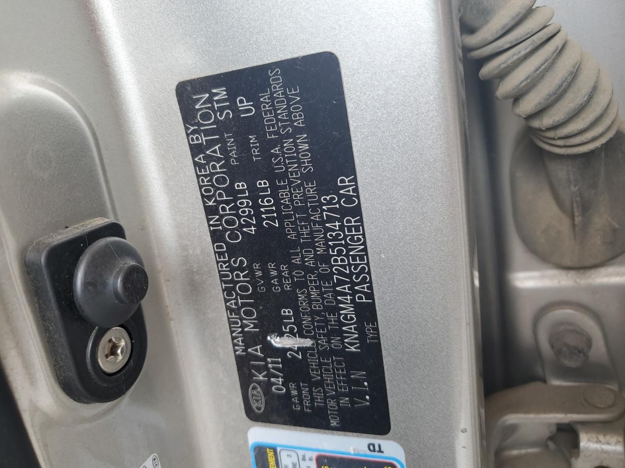 2011 Kia Optima Lx VIN: KNAGM4A72B5134713 Lot: 63082605