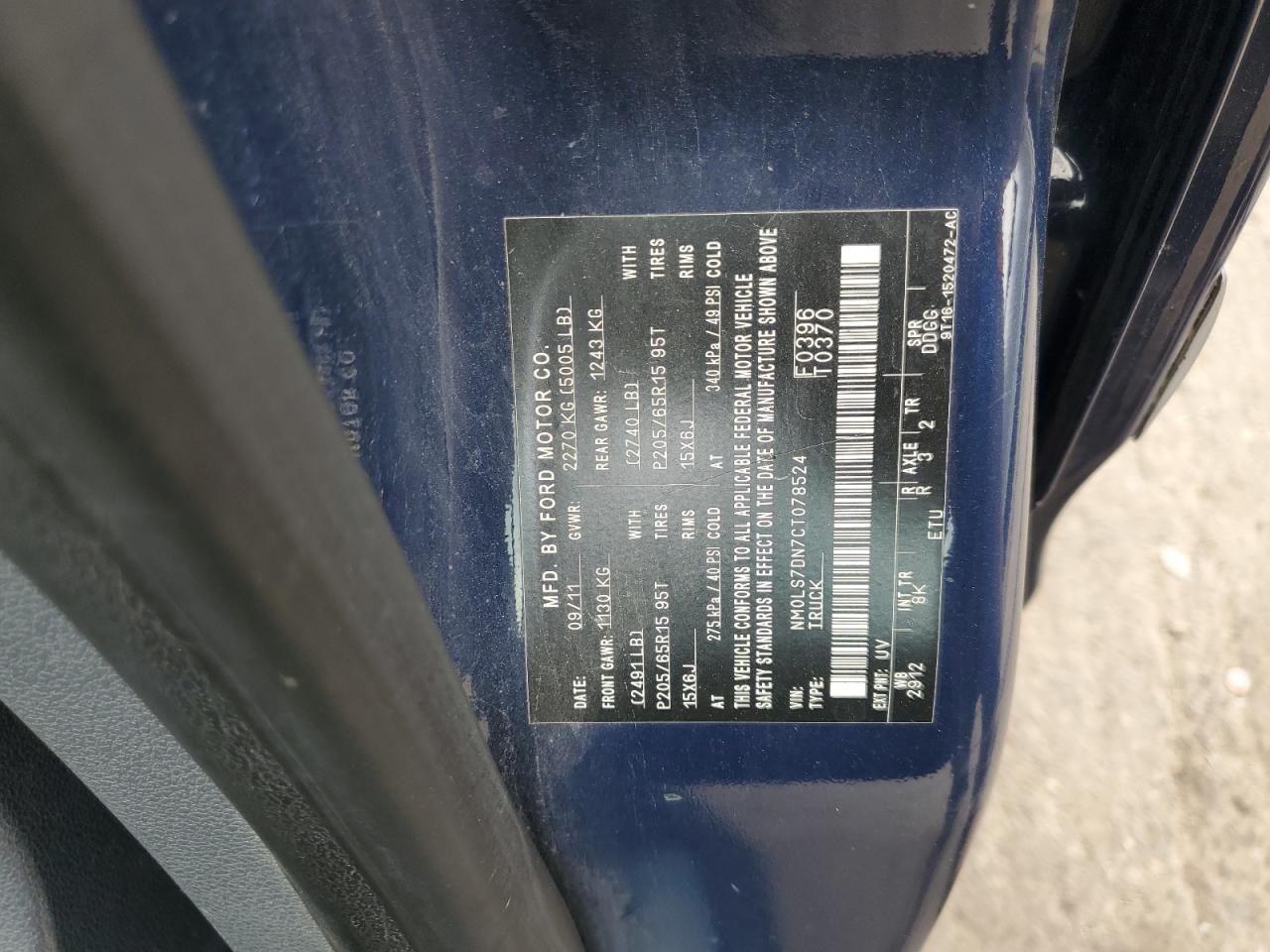 2012 Ford Transit Connect Xlt VIN: NM0LS7DN7CT078524 Lot: 64417635
