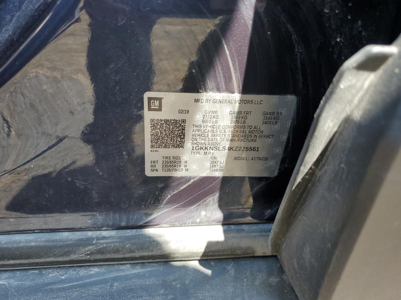 1gkknsls4kz225561 1GKKNSLS4KZ225561 2019 GMC Acadia Sle