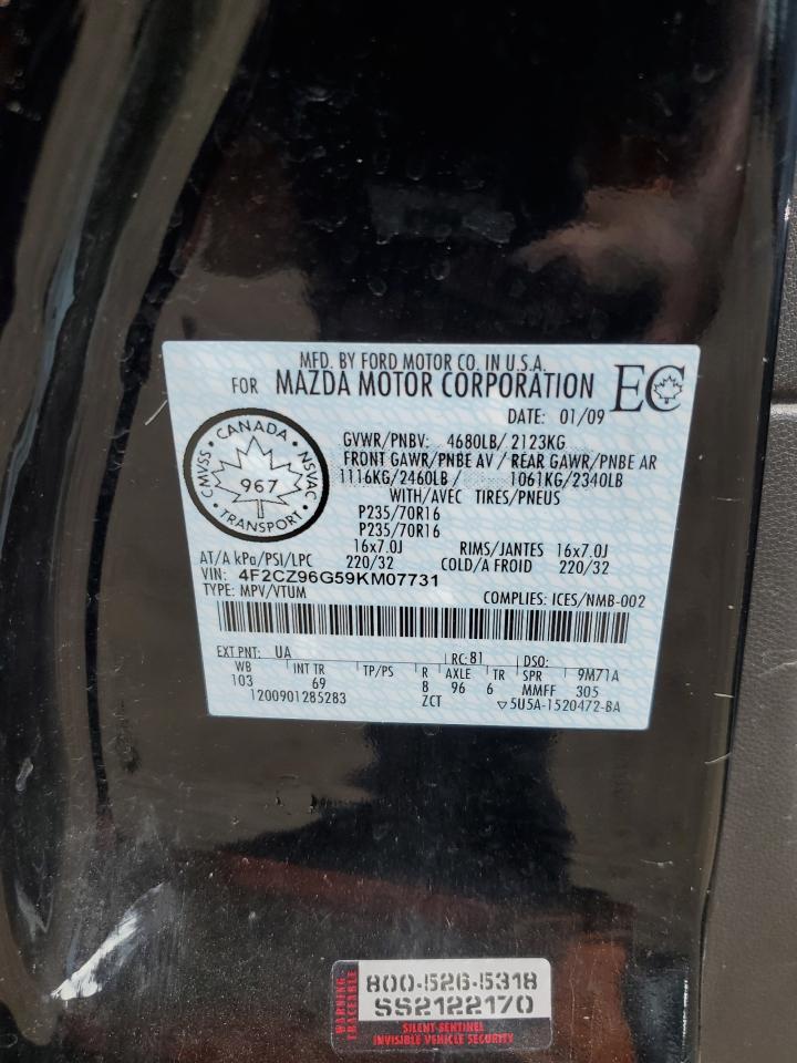 2009 Mazda Tribute S VIN: 4F2CZ96G59KM07731 Lot: 62926405