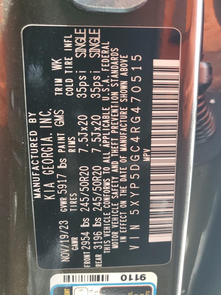 2024 Kia Telluride Sx VIN: 5XYP5DGC4RG470515 Lot: 63746035