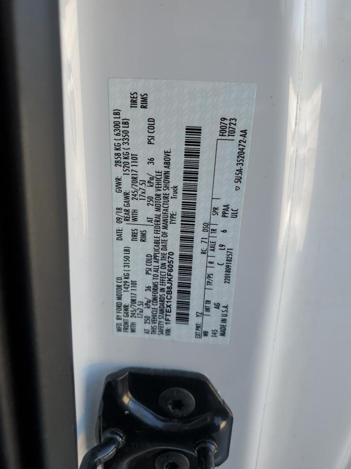 2018 Ford F150 Super Cab VIN: 1FTEX1CB8JKF60570 Lot: 63849565