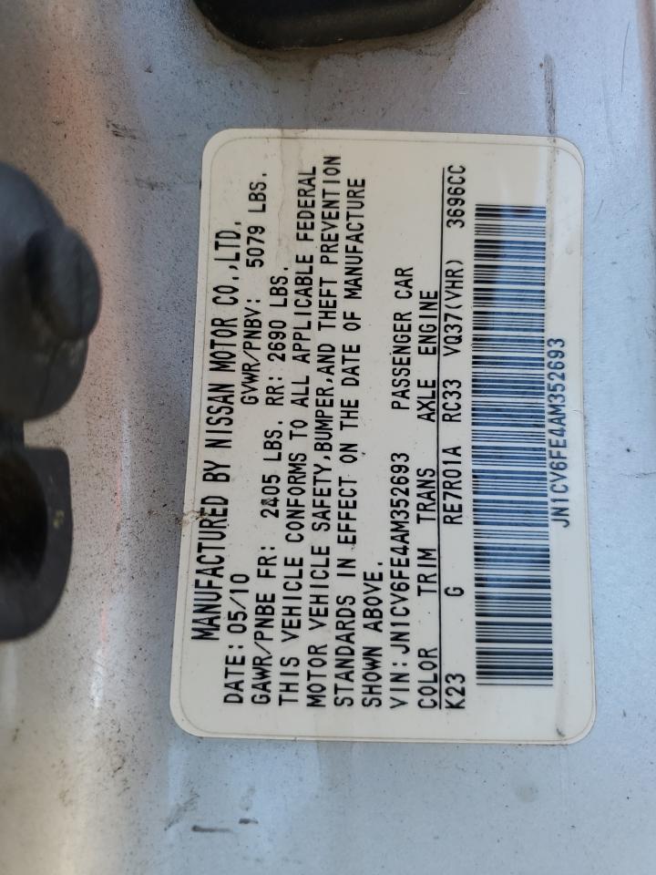 2010 Infiniti G37 Base VIN: JN1CV6FE4AM352693 Lot: 64362195