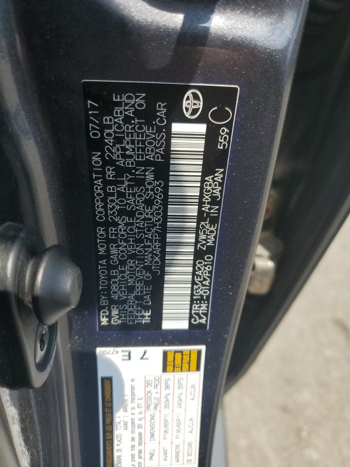 2017 Toyota Prius Prime VIN: JTDKARFP7H3039693 Lot: 64478915