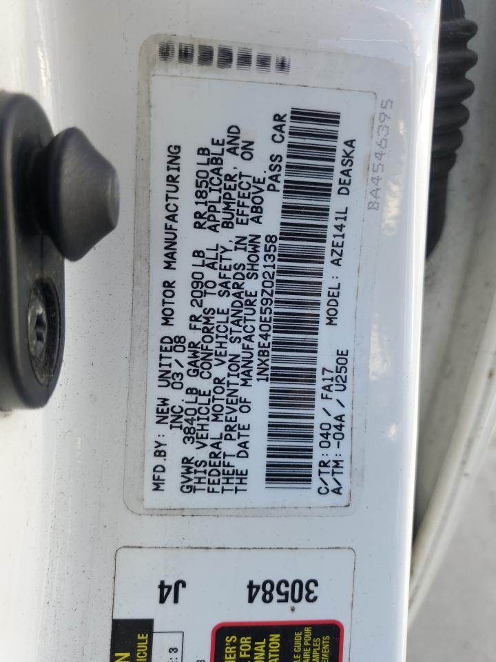 2009 Toyota Corolla Xrs VIN: 1NXBE40E59Z021358 Lot: 64190435