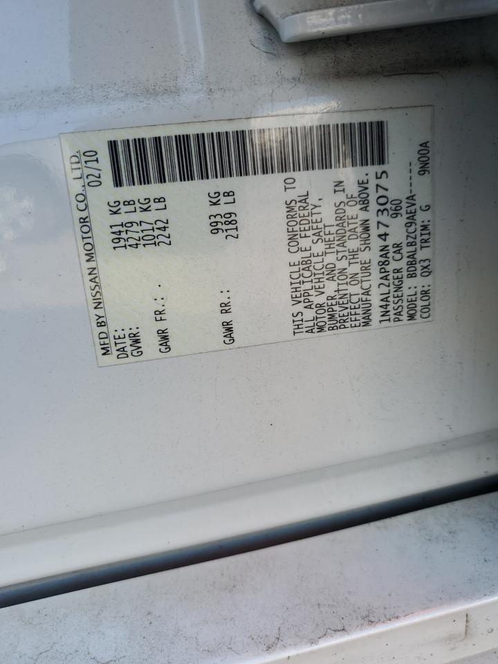2010 Nissan Altima Base VIN: 1N4AL2AP8AN473075 Lot: 63676605