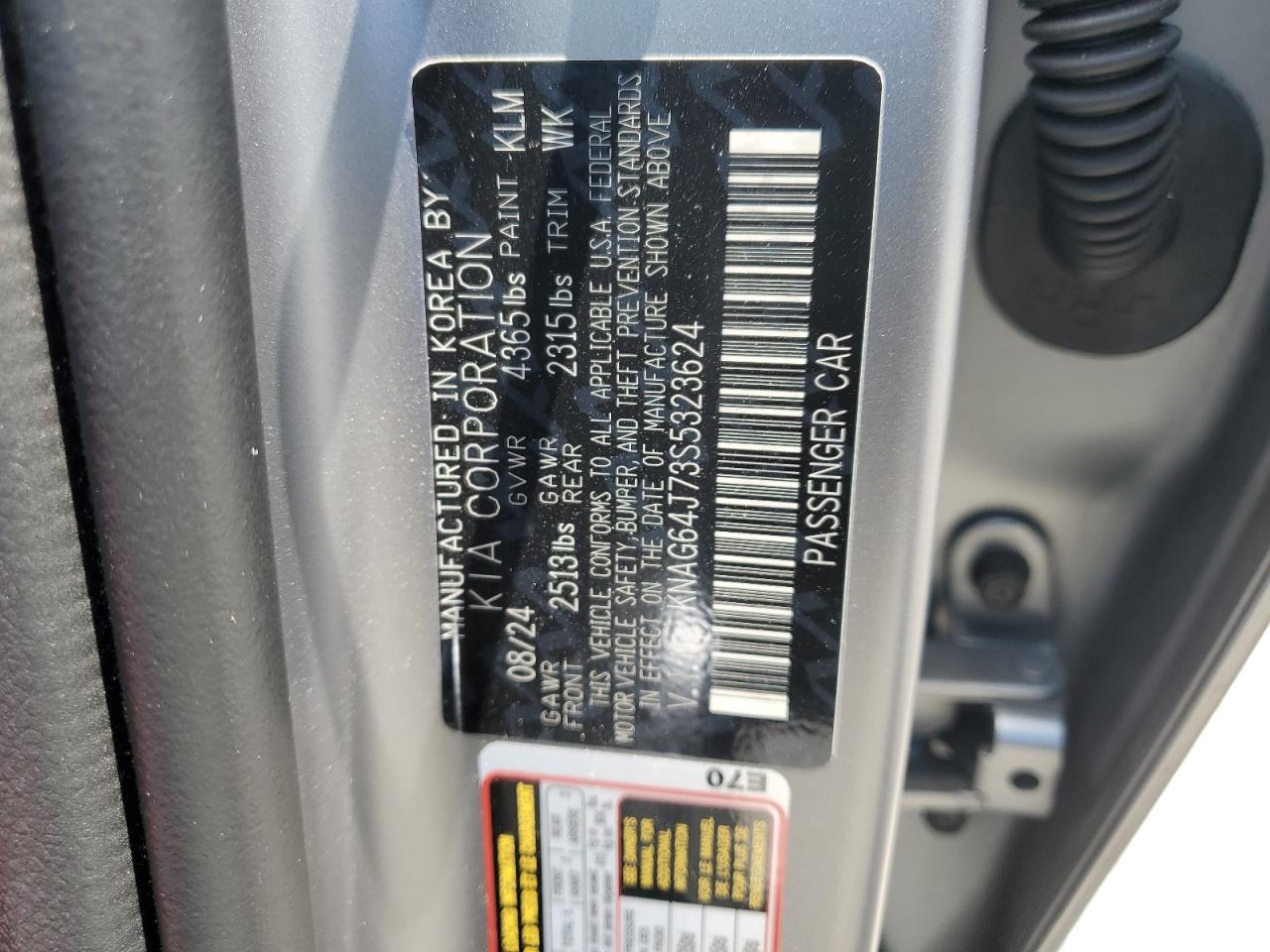 2025 Kia K5 Gt Line VIN: KNAG64J73S5323624 Lot: 64756125