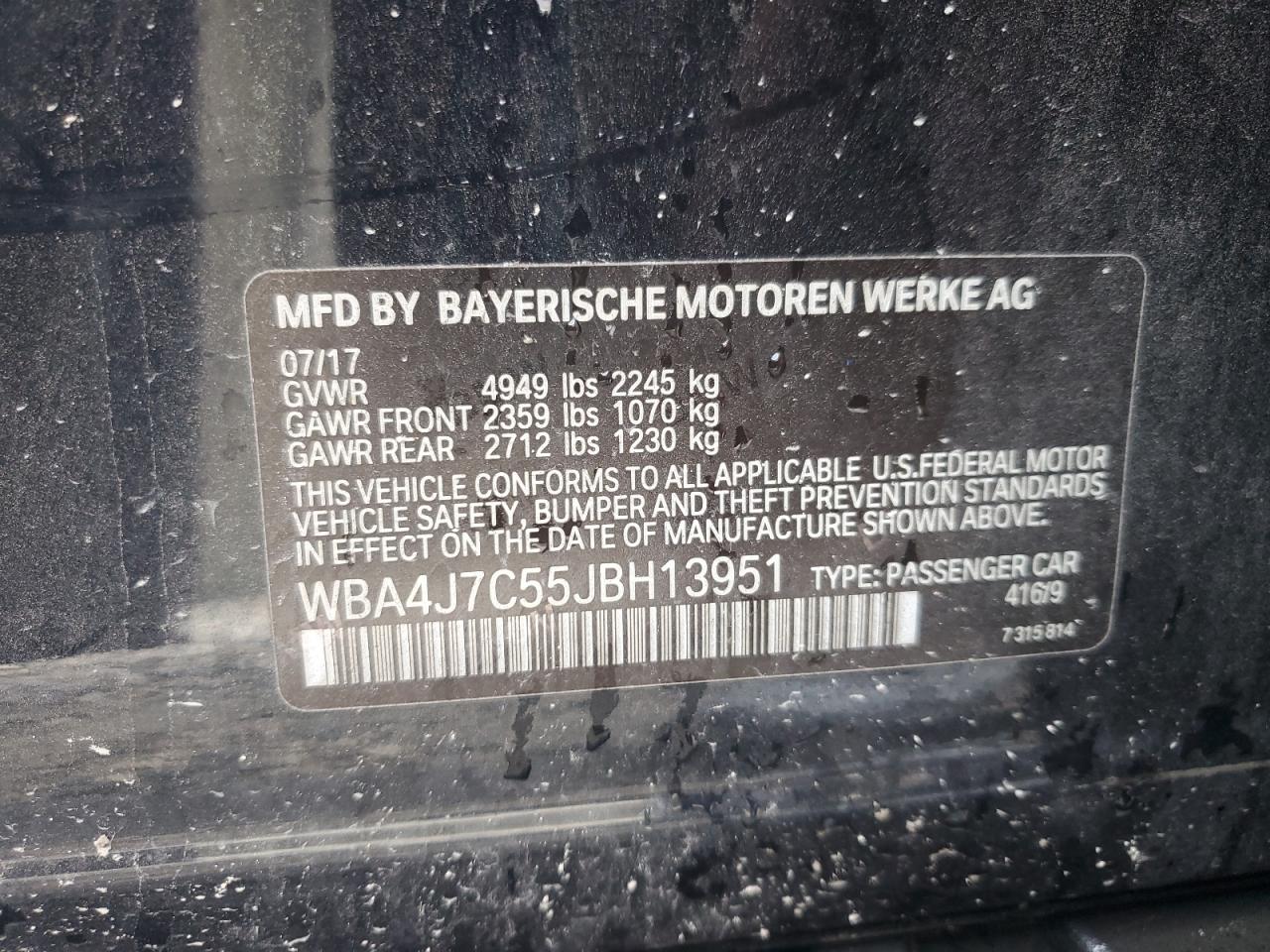 2018 BMW 440Xi Gran Coupe VIN: WBA4J7C55JBH13951 Lot: 63329195