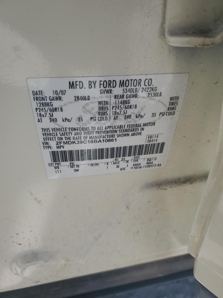 2008 Ford Edge Limited VIN: 2FMDK39C18BA10861 Lot: 66684245