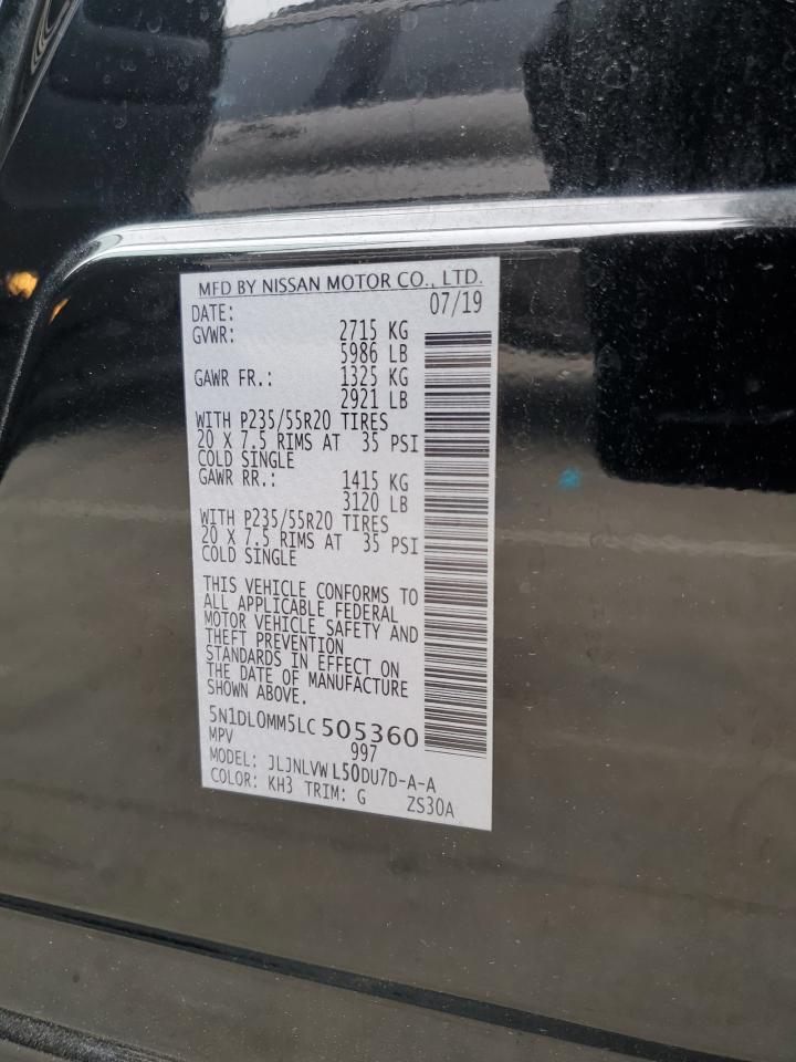 2020 Infiniti Qx60 Luxe VIN: 5N1DL0MM5LC505360 Lot: 62511135